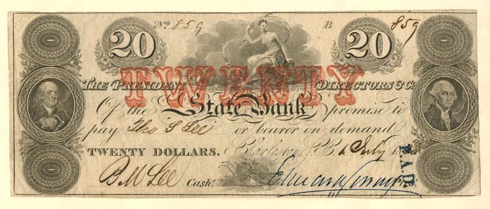 State Bank of Charleston, South Carolina - Obsolete Banknote - Paper Money